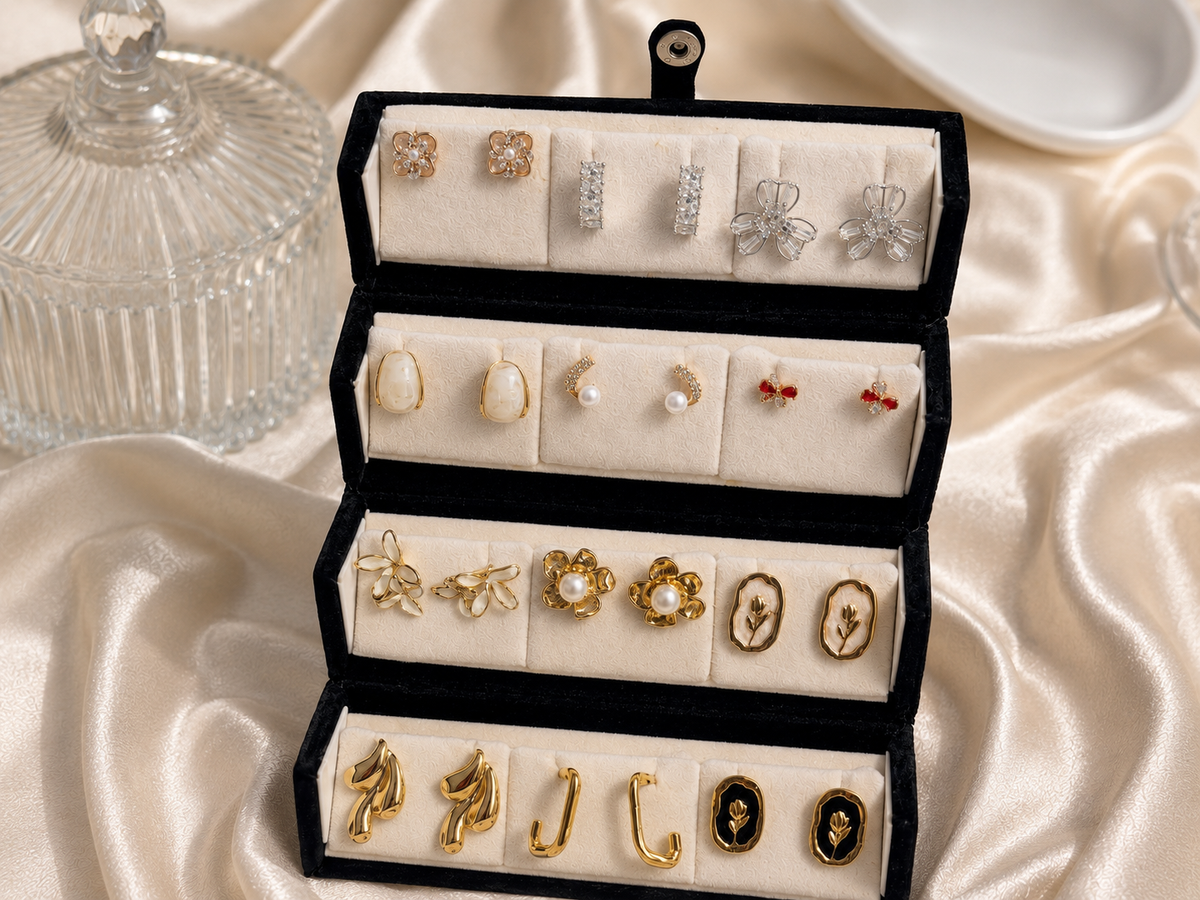 Earring box collection – gold and silver anti-tarnish earring gift sets