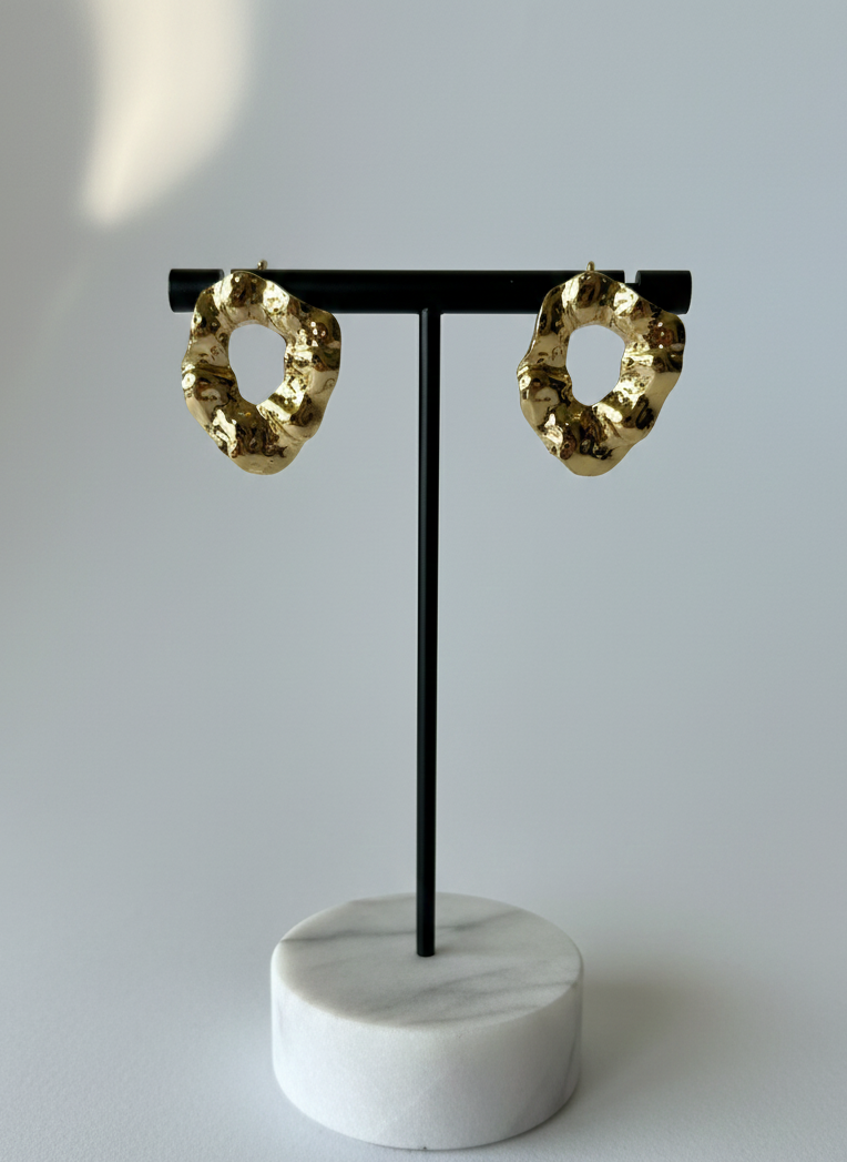 Hammered Gold Statement Earrings