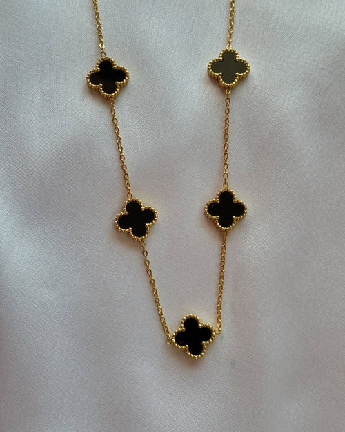 Black & White Clover Necklace - ZOMARA