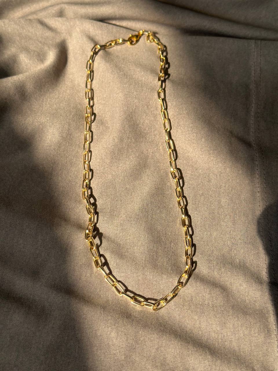 Classic gold paperclip necklace waterproof anti-tarnish