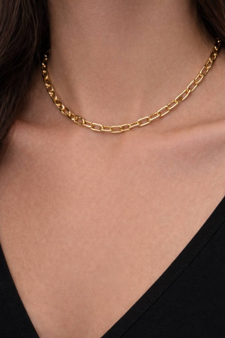 Gold paperclip chain necklace for women minimal everyday wear