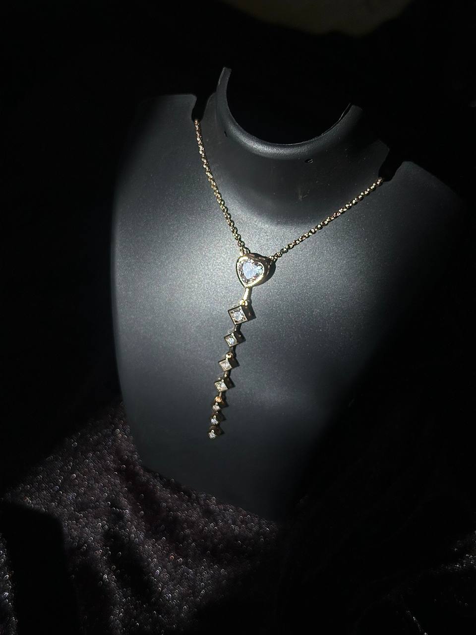 Heart Lariat Diamond  Necklace