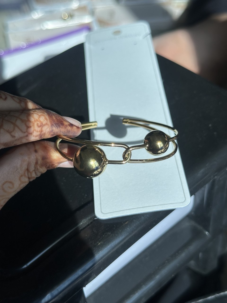 Gold Double Ball Cuff Bracelet