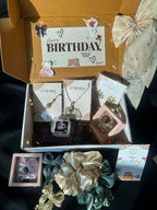 Elegant Love Gift Hamper - a beautifully arranged birthday gift box with jewelry and accessories.