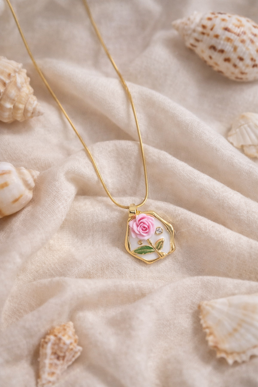 Flower Stone Pendant Necklace