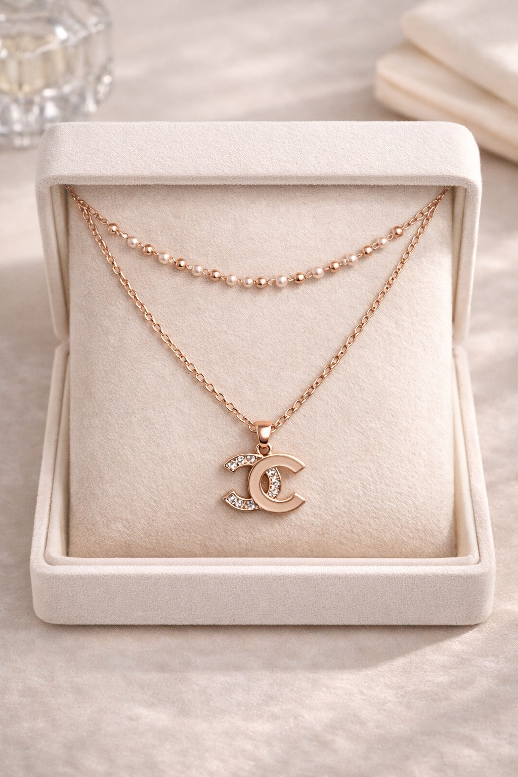 Double-Layer Chanel Pendant Necklace - ZOMARA