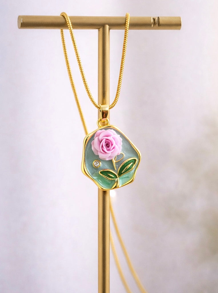 Flower Stone Pendant Necklace