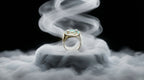 Teal Enamel Oval Wildflower Pearl Cocktail Ring