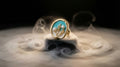 Teal Enamel Oval Wildflower Pearl Cocktail Ring