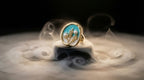 Teal Enamel Oval Wildflower Pearl Cocktail Ring