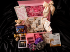 Blush Luxury Gift Hamper box featuring jewelry, snacks, and beauty products for a premium gift experience.