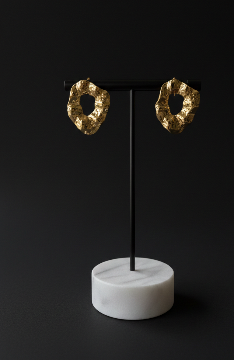 Hammered Gold Statement Earrings
