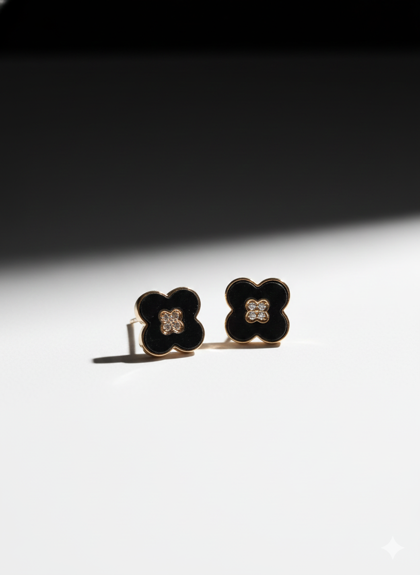 Elegant Clover Enamel Stud Earrings - ZOMARA