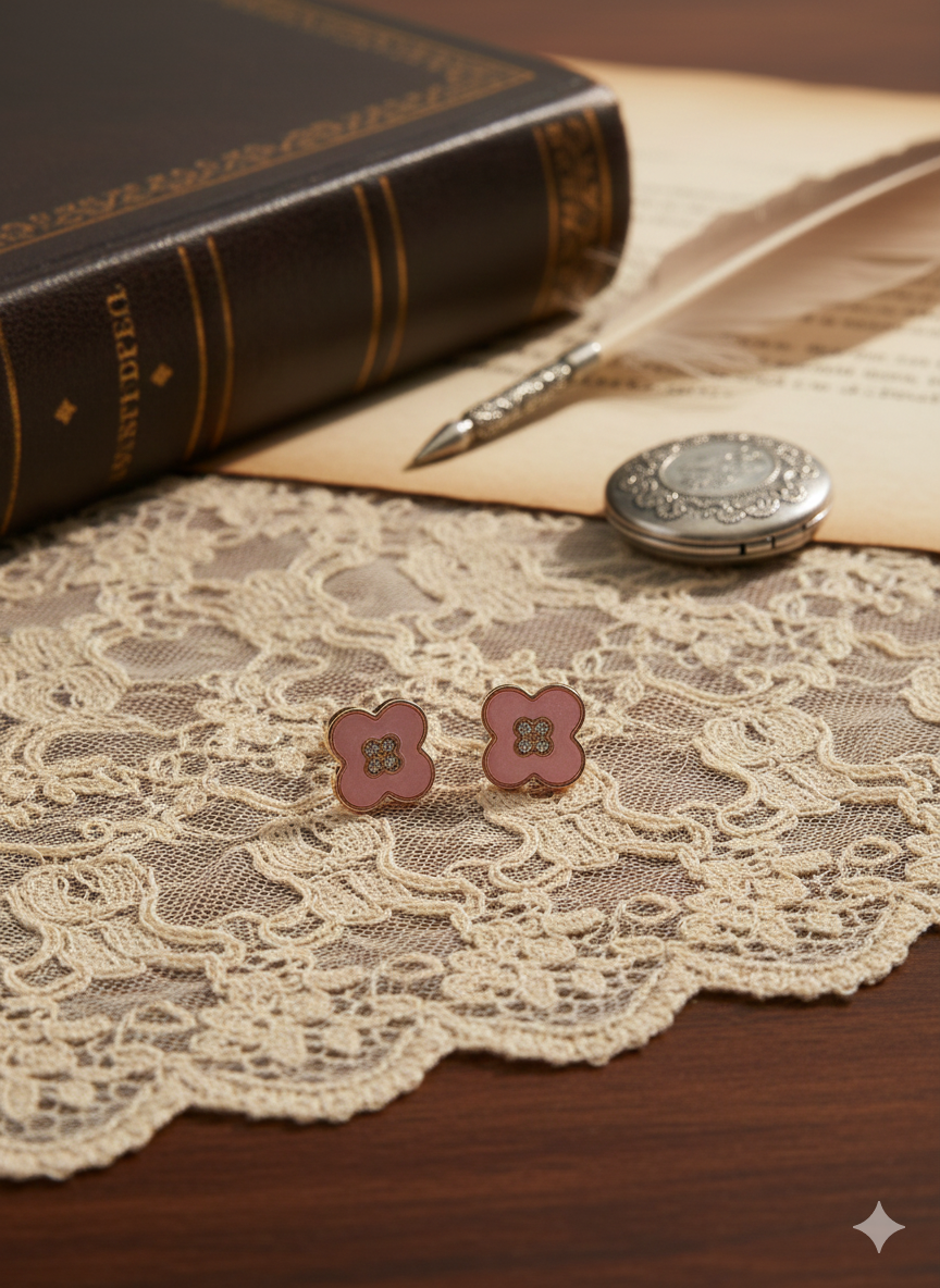 Elegant Clover Enamel Stud Earrings - ZOMARA