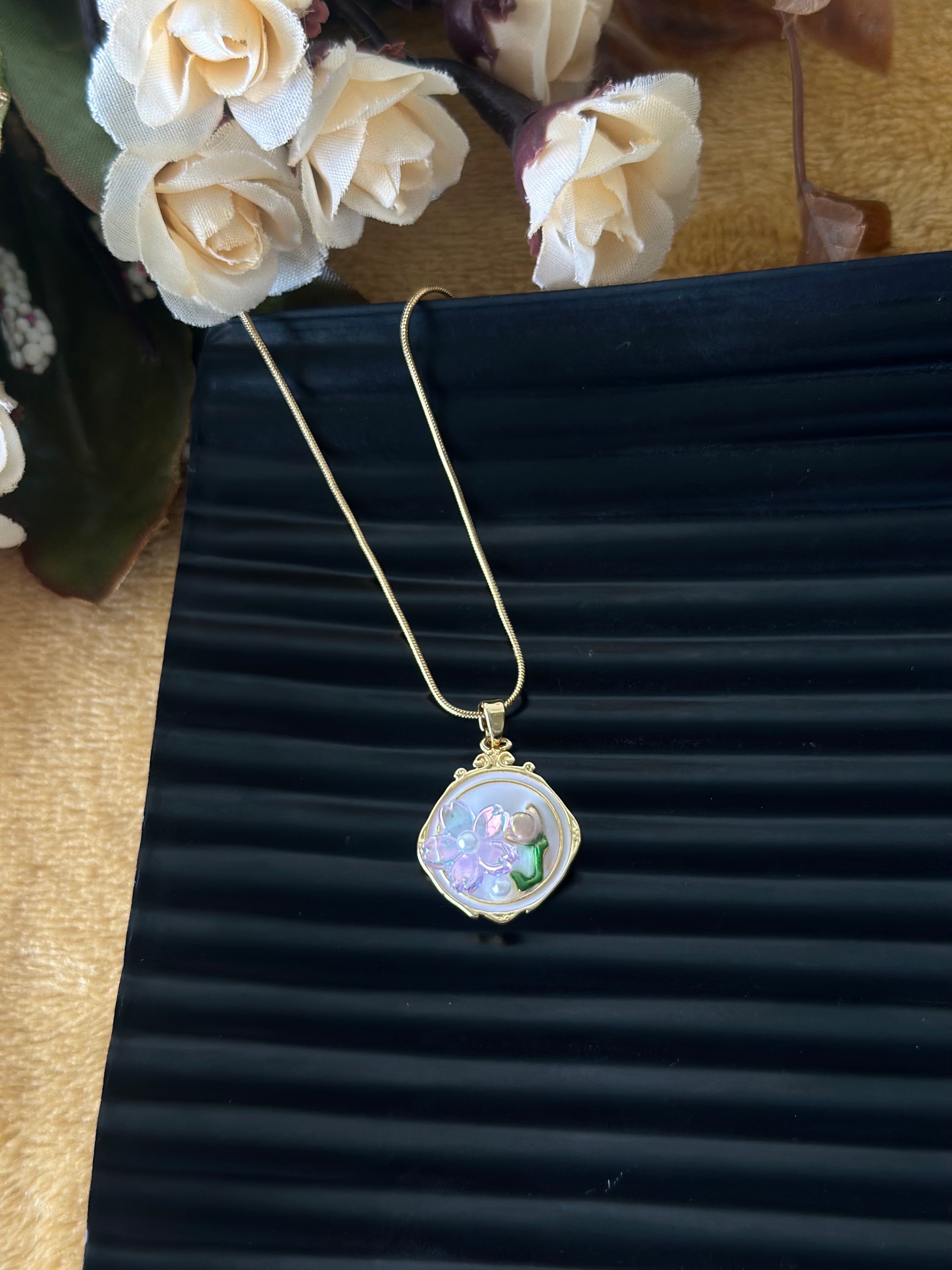 Lilac Flower Pendant Necklace - ZOMARA