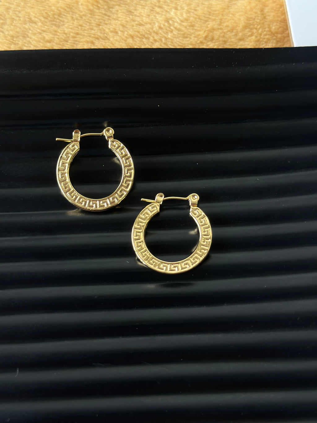 Textured Gold Round Hoop Earrings