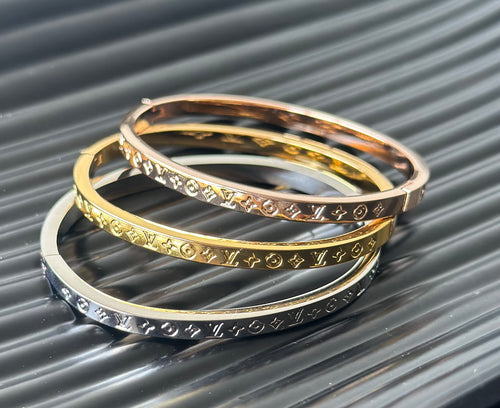LV inspired band bracelet gold finish luxury