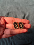 Black enamel flower earrings elegant daily wear