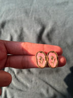 Off-white enamel petal earrings for women