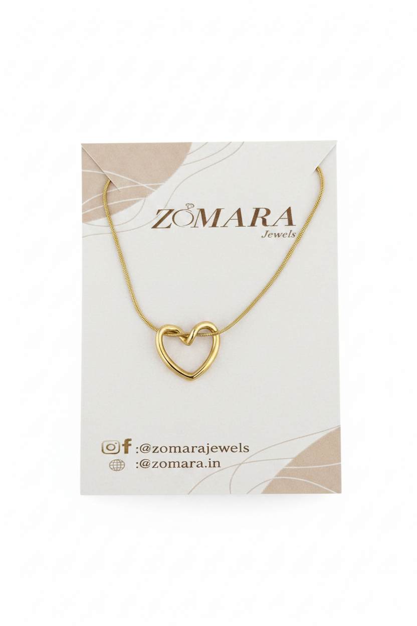 Gold Open Heart Pendant Necklace