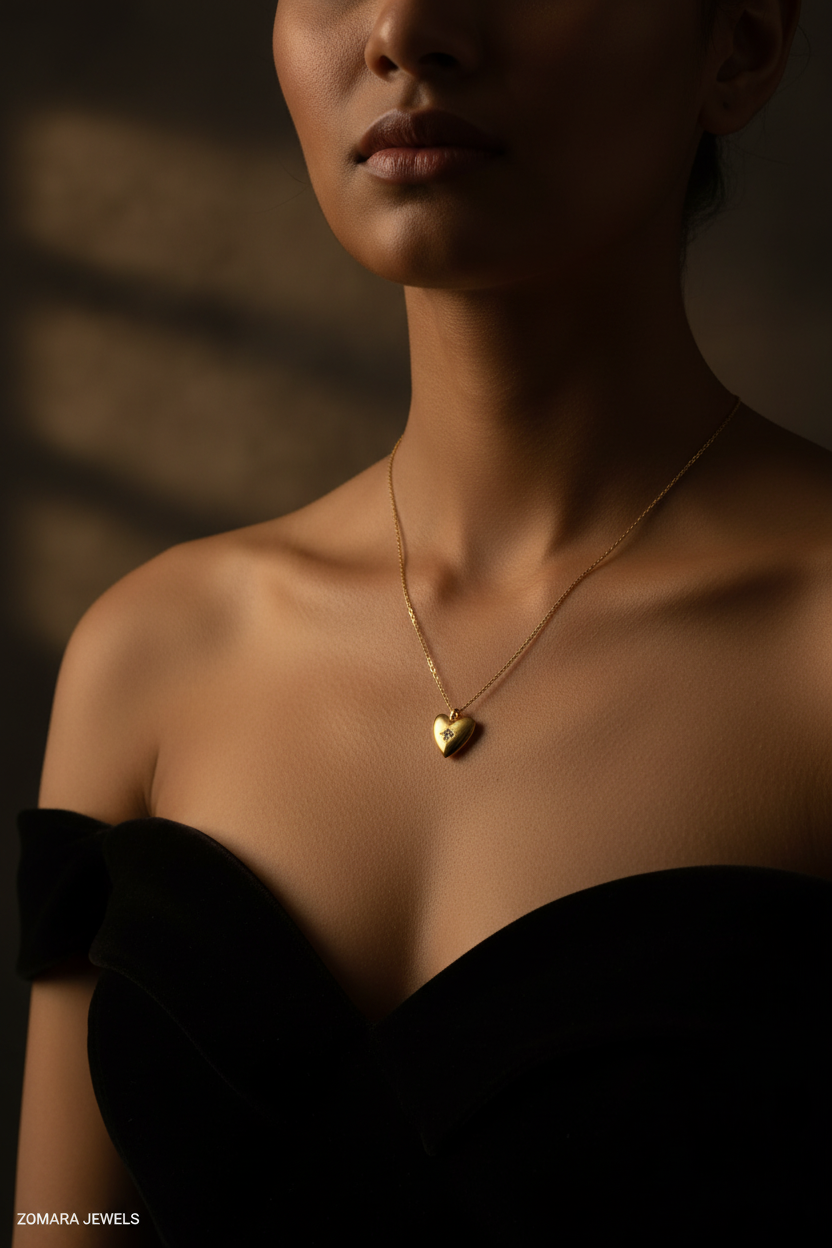 Gold Heart Pendant Necklace