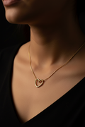 Gold Open Heart Pendant Necklace