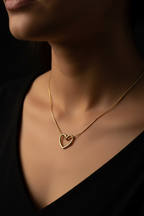 Gold Open Heart Pendant Necklace