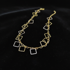 Gold Geometric Square Link Chain Necklace