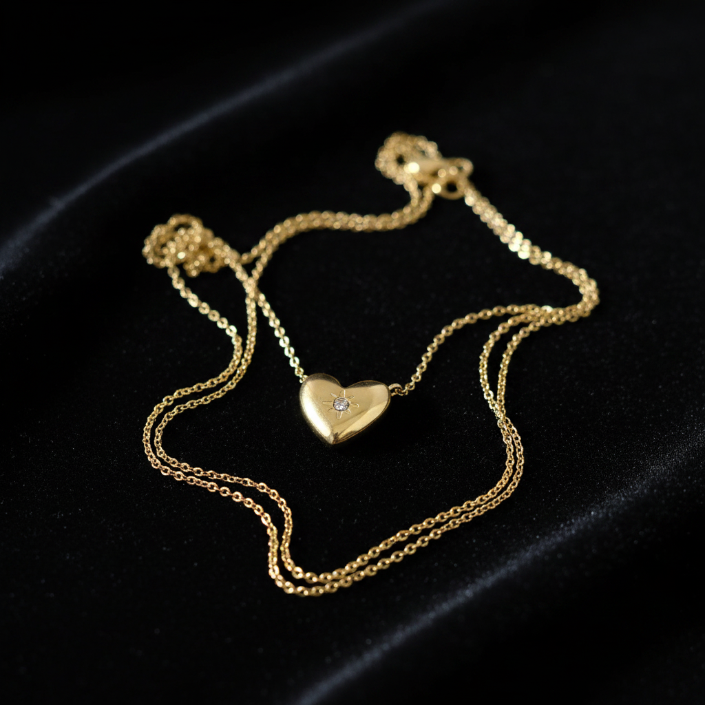 Gold Heart Pendant Necklace