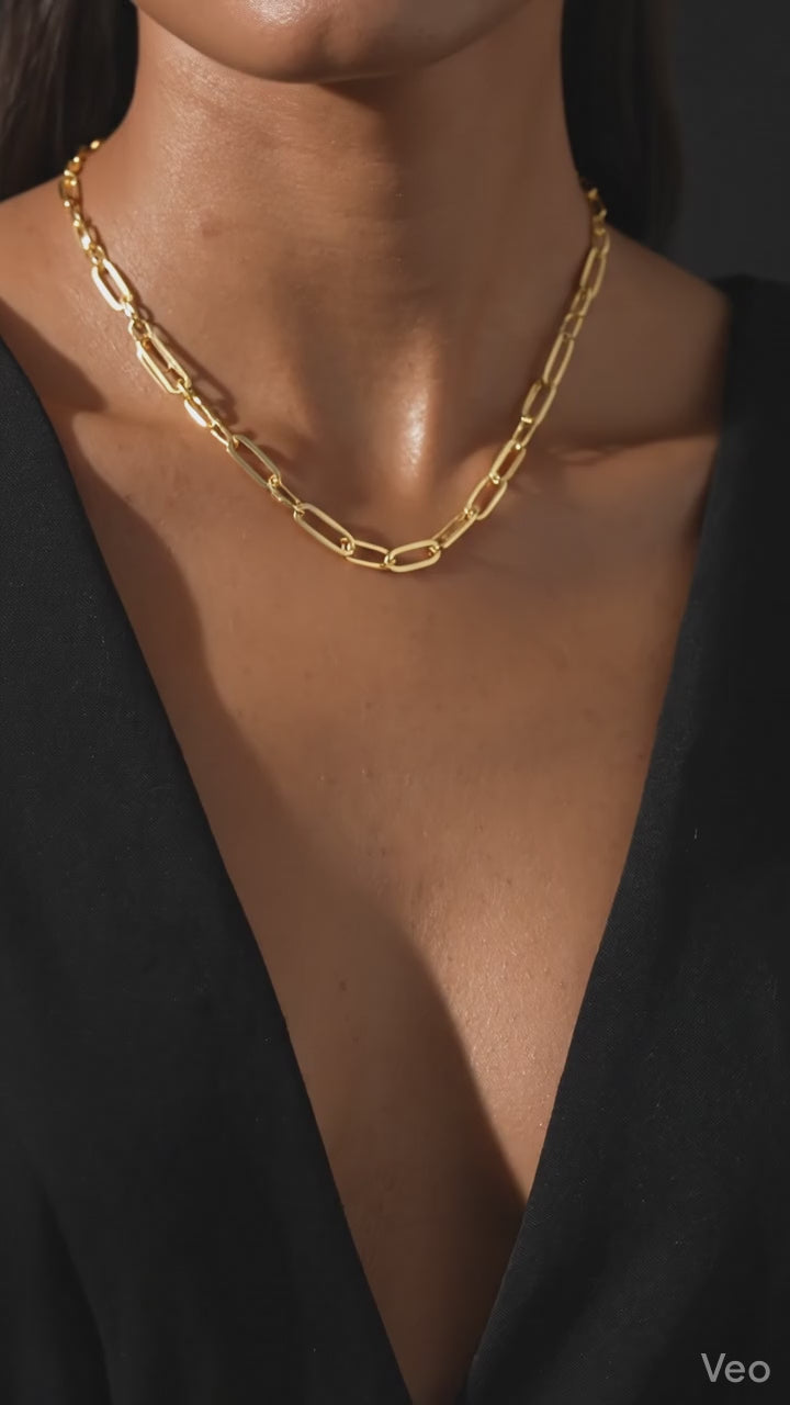 Necklace: Gold Paperclip Chain - Minimal Everyday Wear ₹249