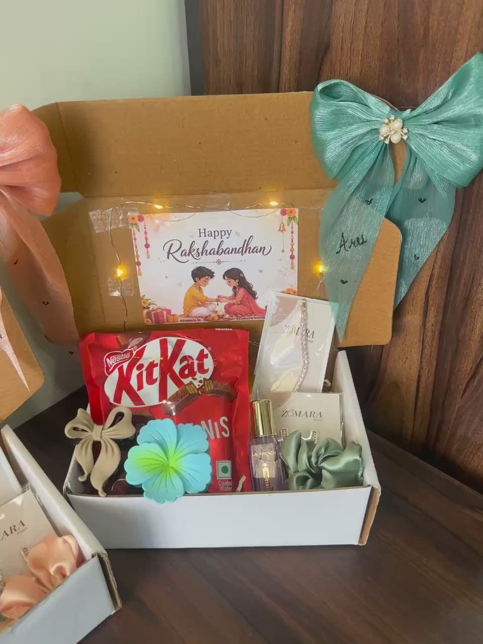 Rakshabandhan Gift Hamper for Sister – KitKat, Perfume, Bracelet & Hair Accessories Combo