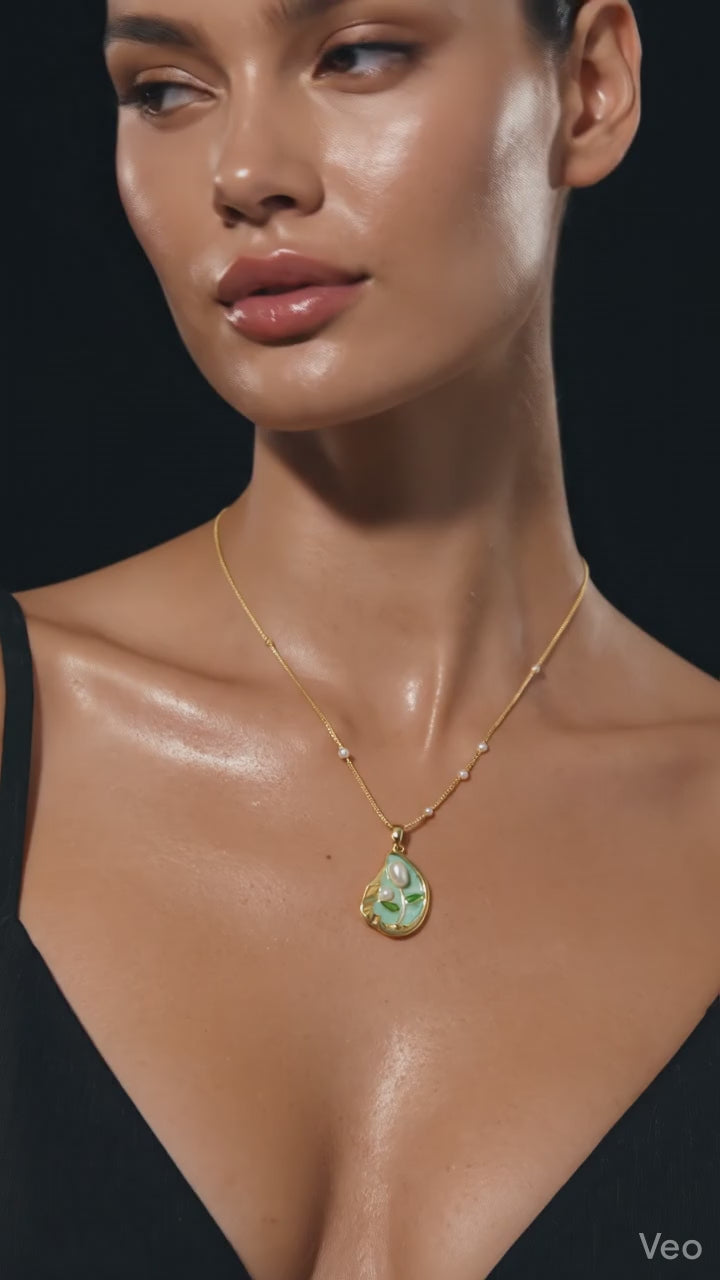 Gold White Lotus Pendant Necklace