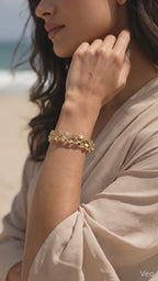 Gold Lattice Crystal Cube Cuff Bracelet