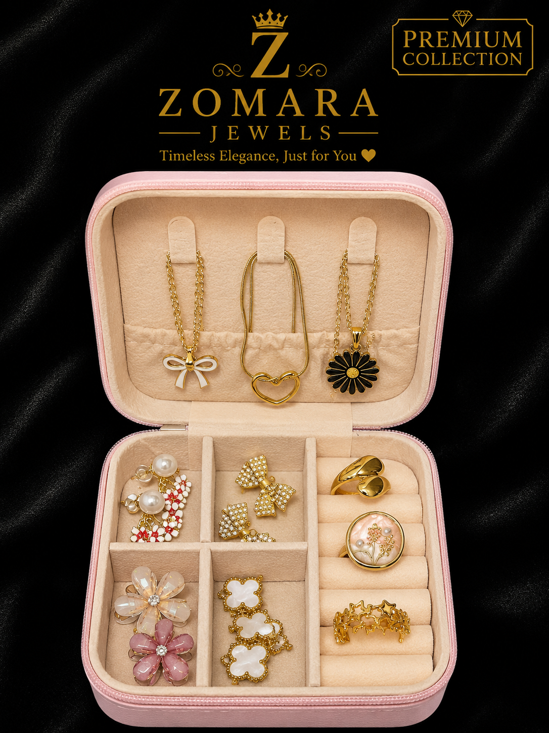 Mini Jewellery Travel Case – 10 Pc Jewelry Set | Rakhi Gift for Sister
