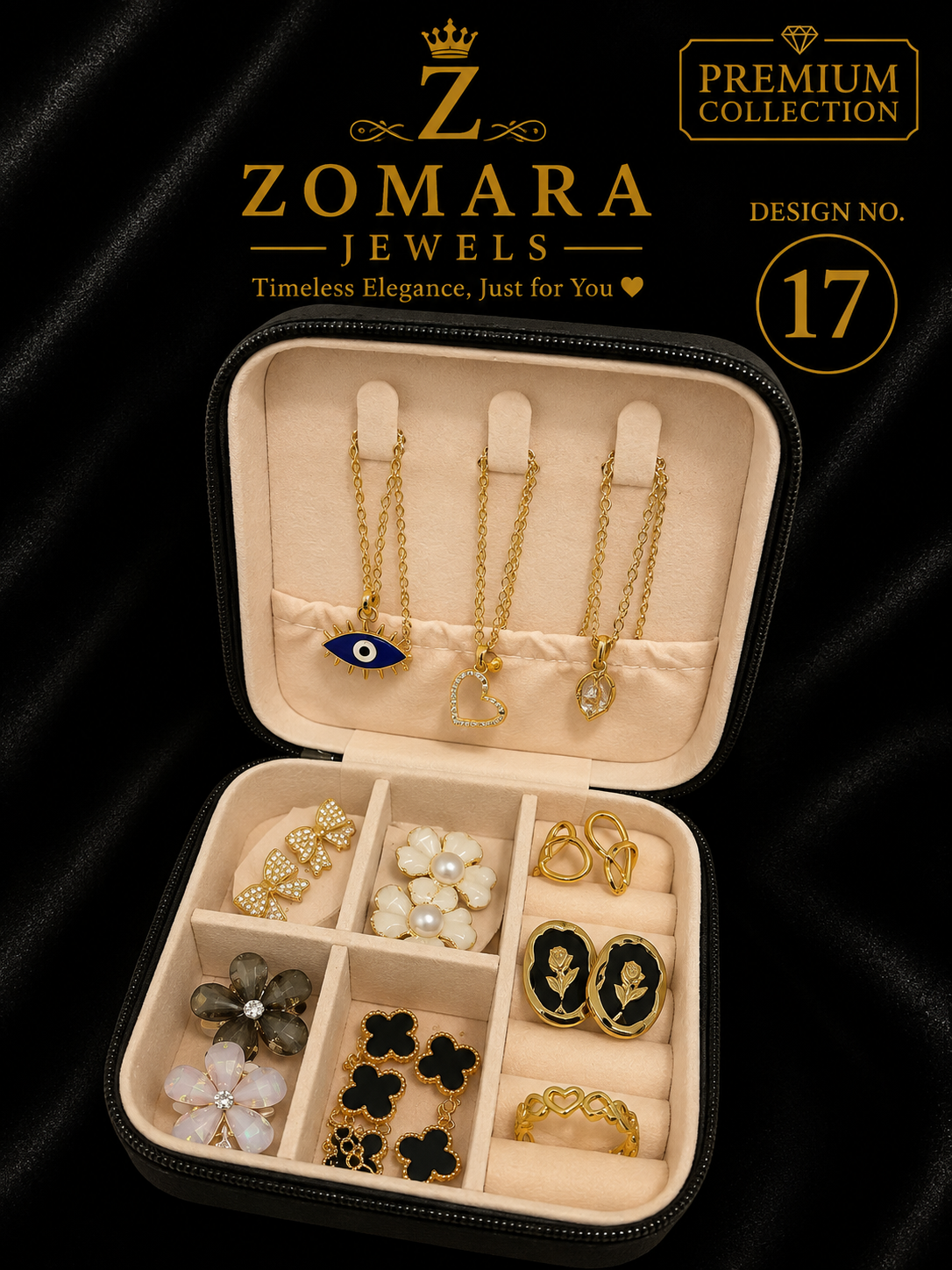 Mini Jewellery Travel Case – 10 Pc Jewelry Set | Rakhi Gift for Sister