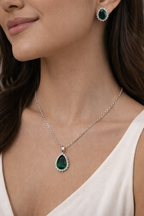 Green & Blue A.D Pendant Necklace & Earring Set