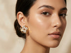 Gold Crystal Swirl Pinwheel Stud Earrings