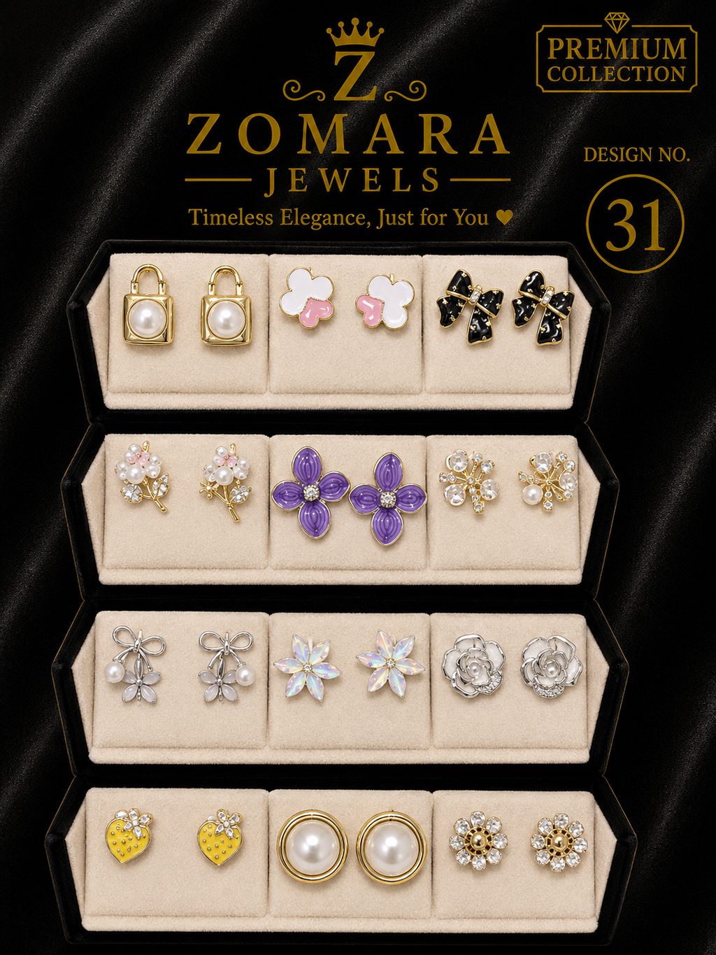 12-Pair Elegant Statement Earring Set for Women