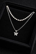 Butterfly pendant necklace double chain design