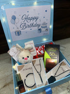 Men’s Black Jewelry Gift Hamper with Chocolate | Stylish Birthday Gift for Men